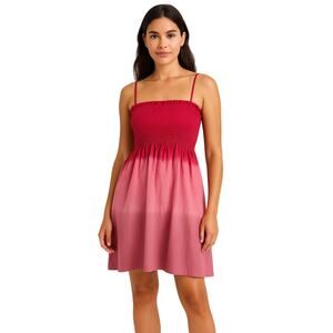 Vintage Y2K Guess Jeans Pink Ombre Smocked Sundress Size L NWT